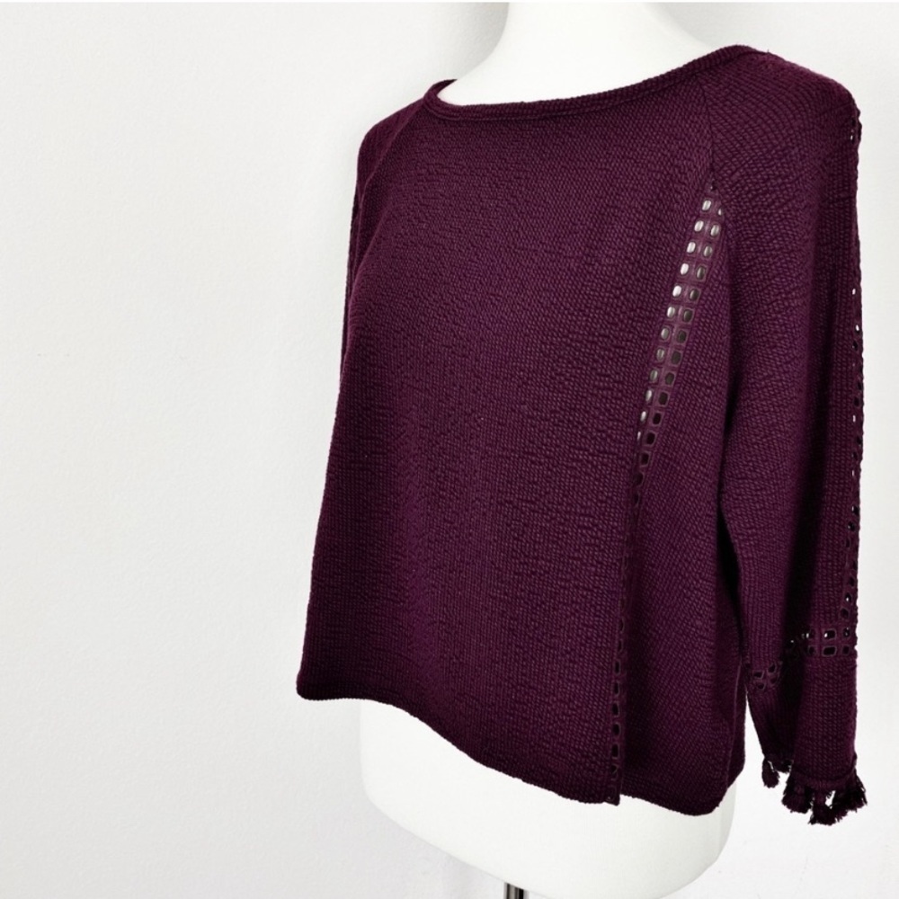 Anthropologie Pom Pom Blouse Red Wine Size S - Picture 10 of 10